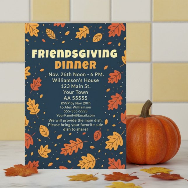 Fun Falling Leaves Friendsgiving Card (Creator Uploaded)
