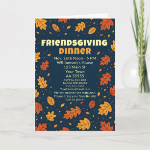Fun Falling Leaves Friendsgiving Dinner Potluck Holiday Card