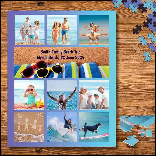 Fun Family Beach Vacation Photo Puzzle (Family Beach Trip Collage Memory Photo Puzzle)