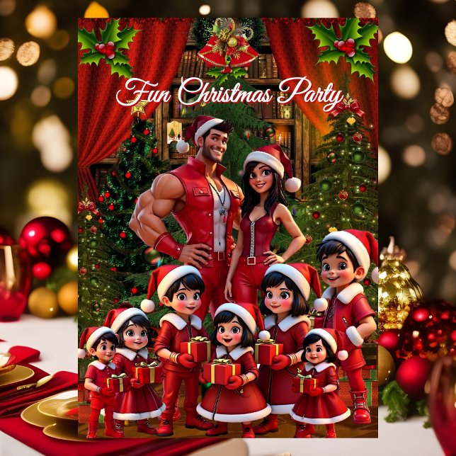 Fun Family Christmas Holiday Red Green Gifts Invitation (Creator Uploaded)