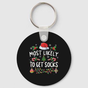 Fun Family Christmas Pyjamas Most Likely To Get So Key Ring