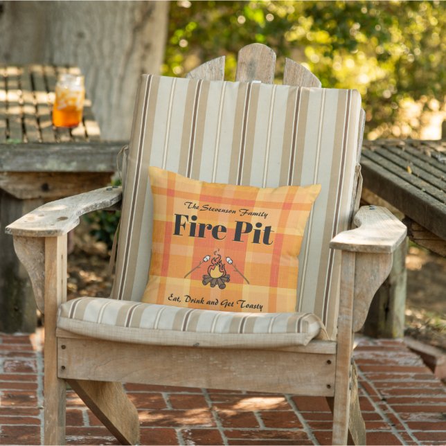 Fun Family Name Fire Pit Personalised Cushion (Chair)