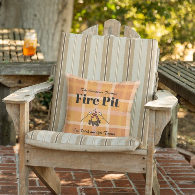 Fun Family Name Fire Pit Personalised Cushion (Chair)