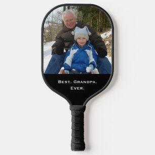 Fun Family Photo Typography Text Best Grandma Ever Pickleball Paddle