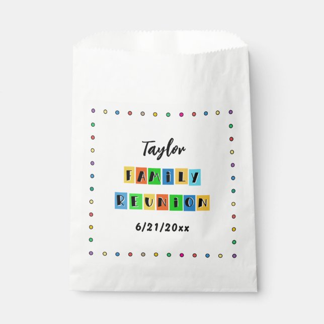 Fun Family Reunion Multi-Colour Souvenir Gift Favour Bags (Front)