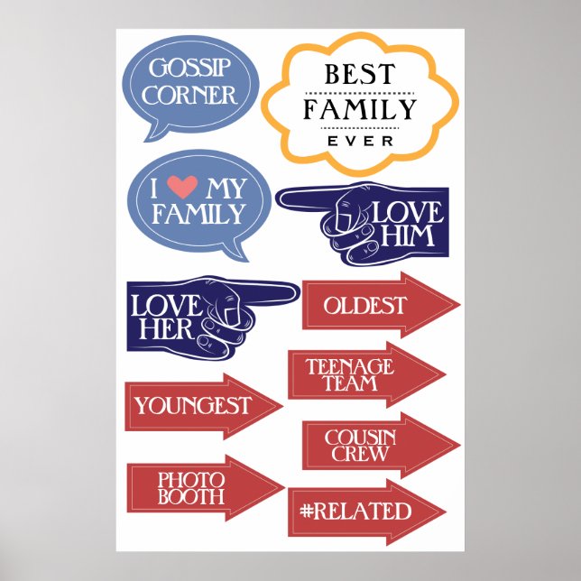 Fun Family Reunion Photo Booth Props Kit Poster (Front)