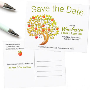 Fun Family Reunion Save The Date Apple Tree Announcement Postcard