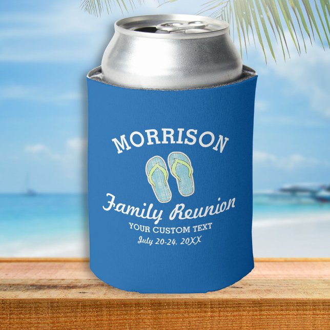 Fun Family Reunion Summer Beach Theme Flip Flops Can Cooler (Creator Uploaded)