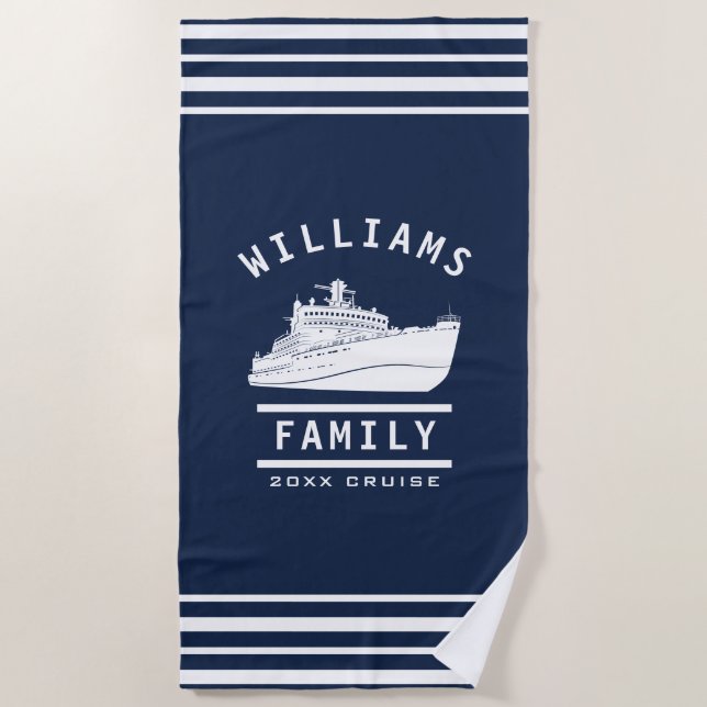 Fun Family Reunion Summer Vacation Cruise Ship Sea Beach Towel (Front)