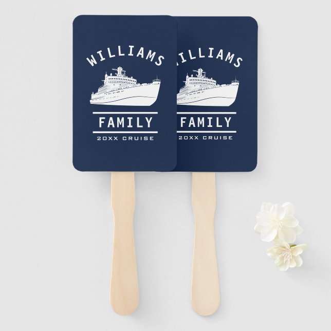 Fun Family Reunion Summer Vacation Cruise Ship Sea Hand Fan (Front and Back)