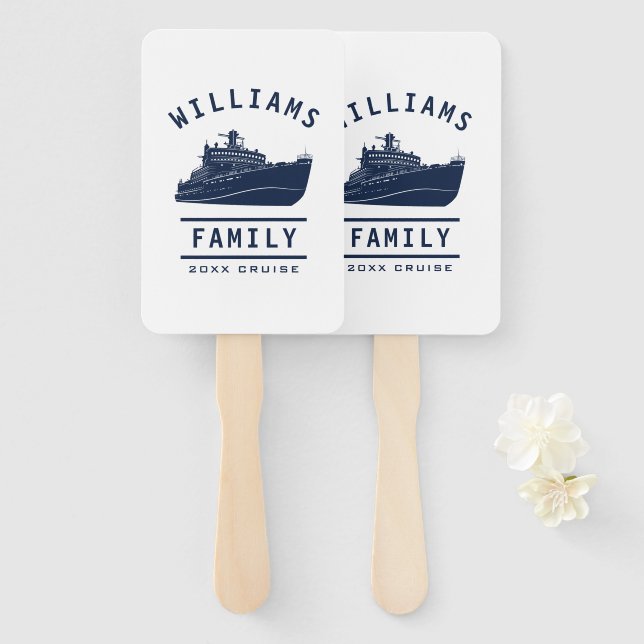 Fun Family Reunion Summer Vacation Sea Cruise Ship Hand Fan (Front and Back)