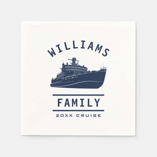 Fun Family Reunion Summer Vacation Sea Cruise Ship Napkin (Front)