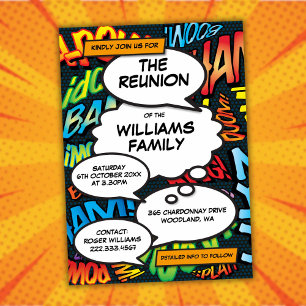 Fun Family School Freinds Reunion Party Invitation