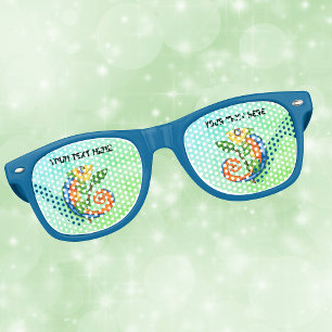 Fun Fantasy Lizard Bright Colours Blues Greens Retro Sunglasses