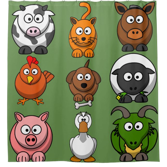 Fun Farm Animals Shower Curtain (Front)