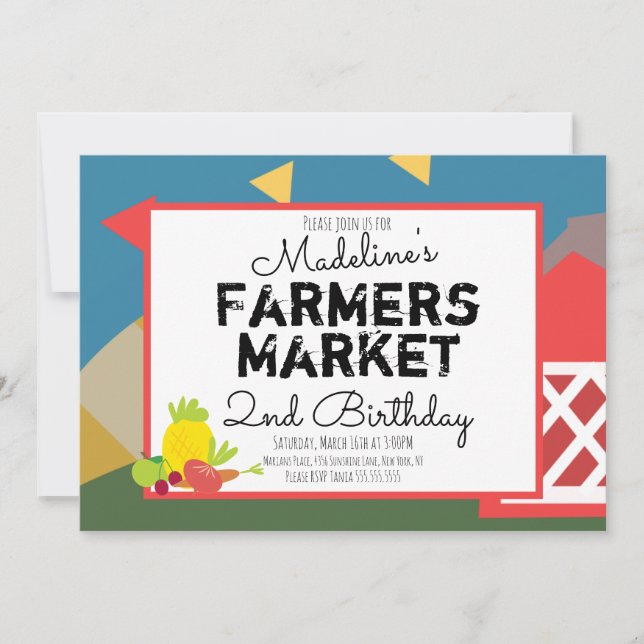  Fun Farmers Market Vegetables Picnic Birthday  I Invitation (Front)