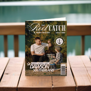 Fun Father's Day Dad Fishing Photo Magazine Cover Card