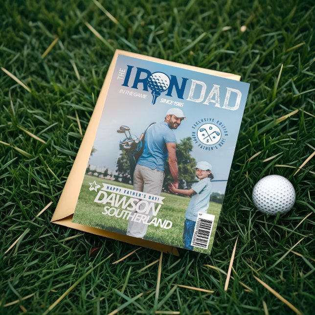 Fun Father's Day Dad golf Lover Photo Magazine Card (Fun Father's Day Dad golf Lover Photo Magazine Card)