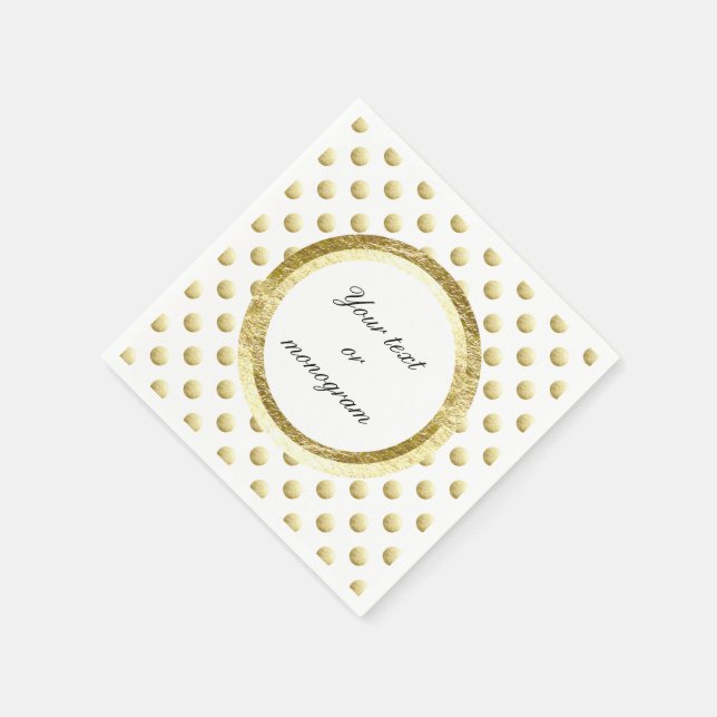 Fun faux gold polka dots pattern napkin (Corner)