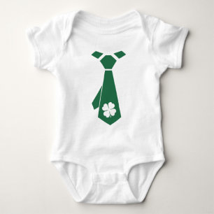 Fun Faux Shamrock Tie St. Patrick's Day Baby Bodysuit
