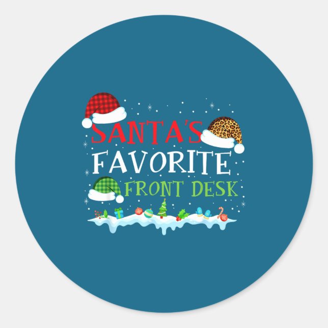 Fun Favorite Desk Front Santa s Fun Classic Round Sticker (Front)