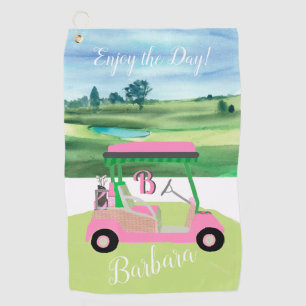 Fun Fem Golf Cart Personalized Name Towel