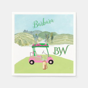 Fun Fem Golf Cart Scenic Personalized Name Napkin