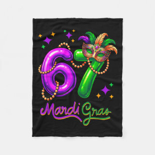 Fun Festive 67 Mardi Gras Party Balloons Beads Mas Fleece Blanket