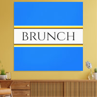 Fun Festive Bright Blue White BRUNCH Text Stripes