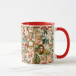 Fun, Festive & Colourful Vintage Christmas Ephemer Mug<br><div class="desc">Happy and fun holiday collage featuring traditional elements associated with the best parts of Christmas through the years, including smiling angels, happy children, adorable puppy, winter holly, a decorated tree, plump snow birds, antique bicycle, presents, and of course a jolly Santa. Each element was extracted from Victorian Christmas cards, restored...</div>