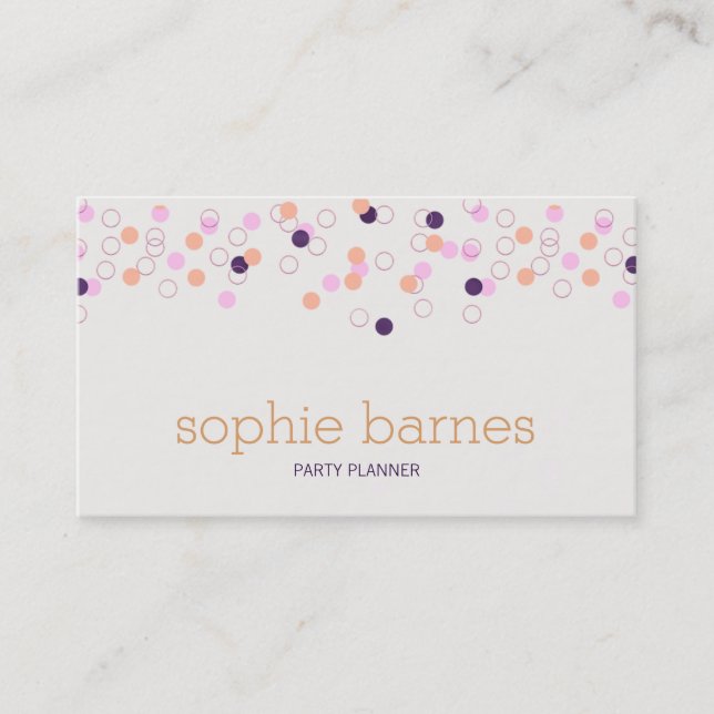 Fun Festive Confetti Party Planner Business Card (Front)