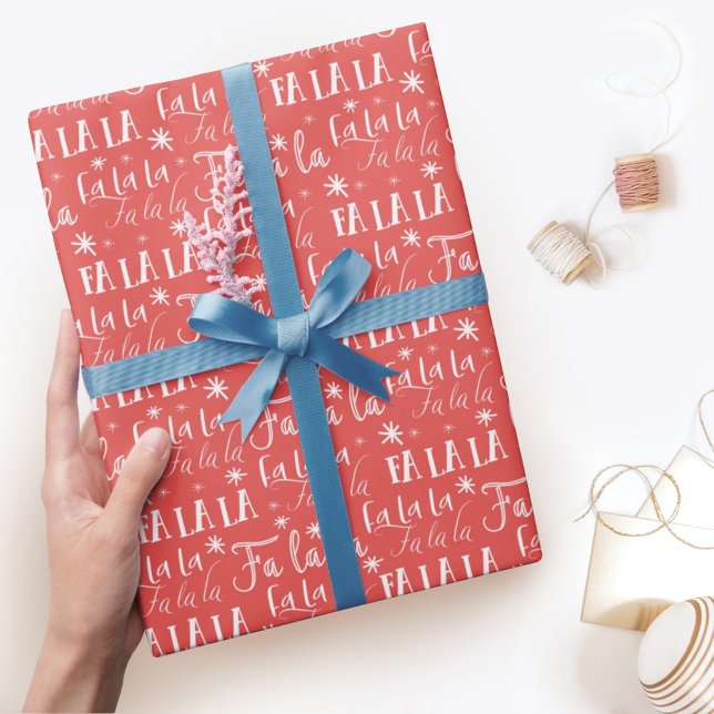 Fun Festive Fa La La Typographic Christmas Holiday Wrapping Paper (Creator Uploaded)