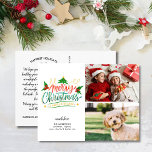 Fun, Festive Merry Christmas, 2 Photos Postcard<br><div class="desc">Send out Christmas holiday Cheer with this festive postcard featuring your two photos and "Merry Christmas" in whimsical hand-lettering. The backside offers space for a typed note or delete to leave space for a handwritten note. Fun and festive yet simple and modern - a card that's sure to spread Holiday...</div>