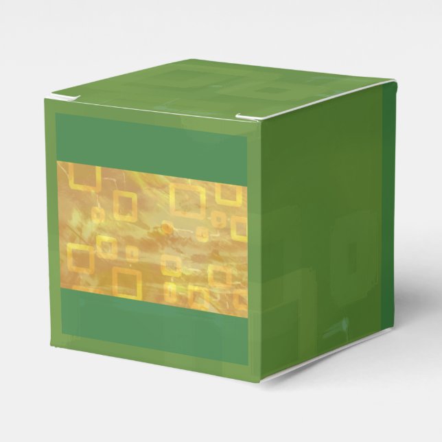 Fun Festive Modern Chic Green and Yellow Favour Box (Front Side)