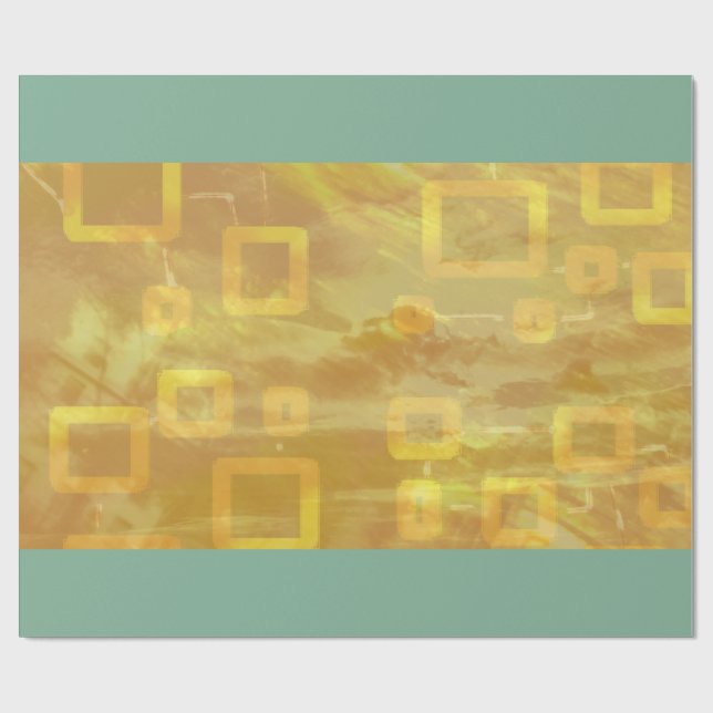 Fun Festive Modern Chic Green and Yellow Wrapping Paper (Flat)