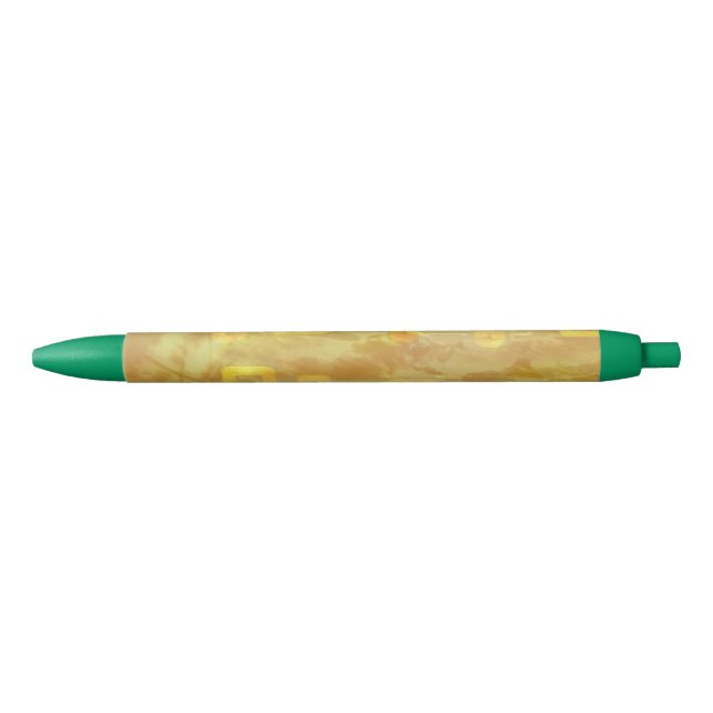 Fun Festive Modern Chic Yellow Geometric Blue Ink Pen (Front)