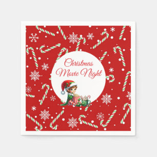 Fun Festive Movie Night Christmas Party Napkin
