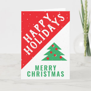 Fun festive red and green Christmas tree Holiday Card
