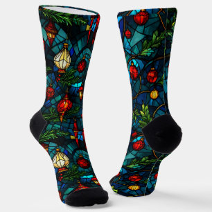 Fun Festive Stained Glass Odd Socks