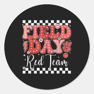 Fun Field Day Red Team Colour Field Trip Game Comp Classic Round Sticker