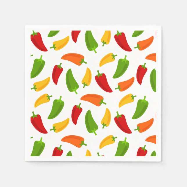 Fun Fiesta pattern pepper party napkins (Front)