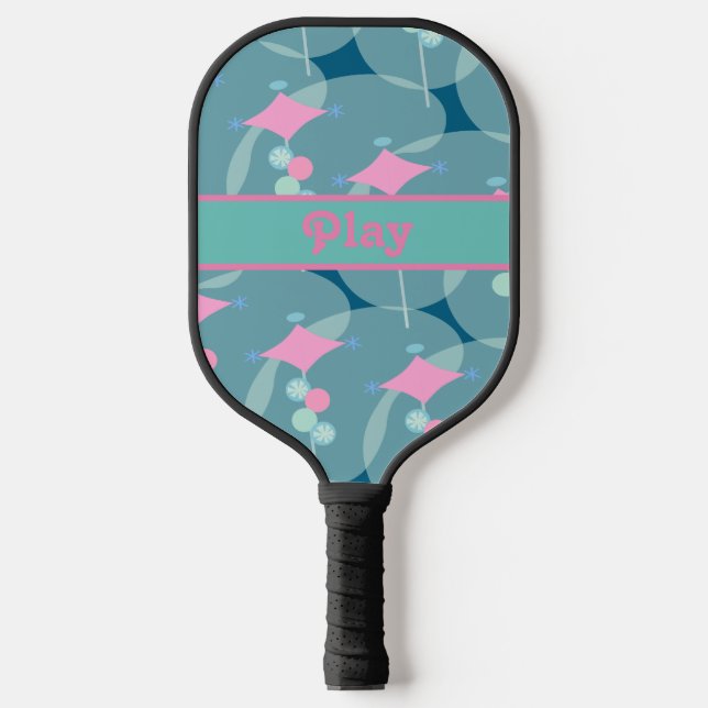 Fun Fifties Abstract Boomerang Pattern Design Pickleball Paddle (Front)