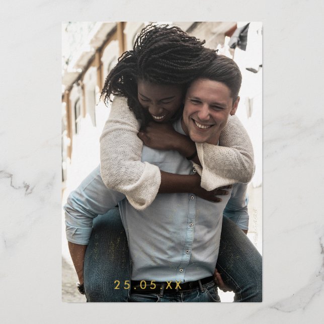 Fun Finally Photo Wedding Save the Date Gold (Front)