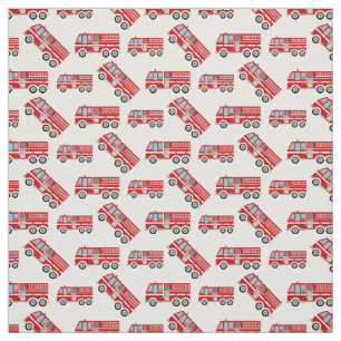 Fun Fire Trucks White Fabric