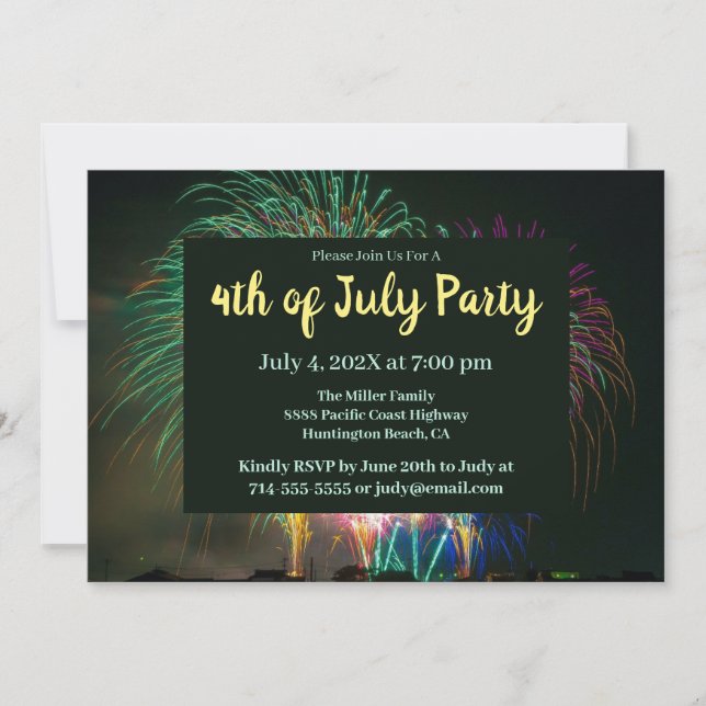 Fun Fireworks Party Invitation (Front)