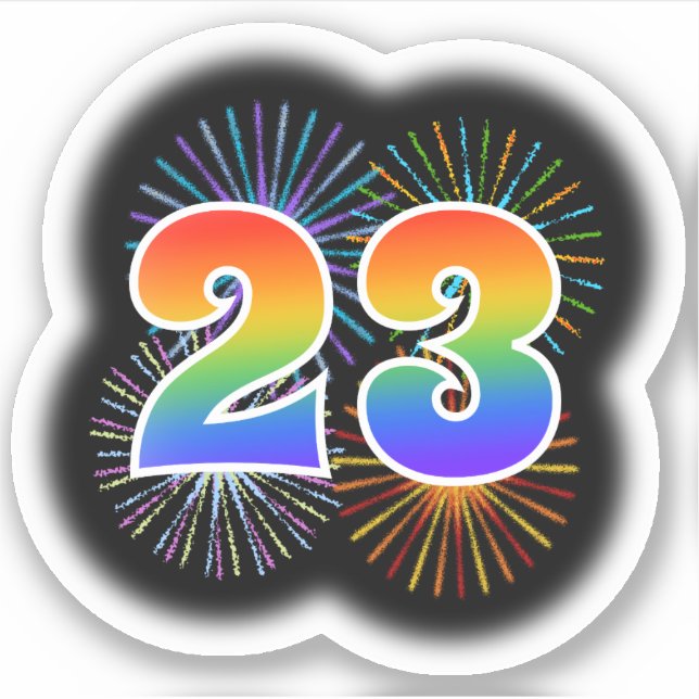 Fun Fireworks + Rainbow Pattern "23" Event # (Front)
