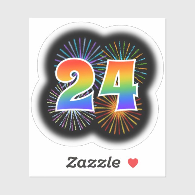 Fun Fireworks + Rainbow Pattern "24" Event # (Sheet)