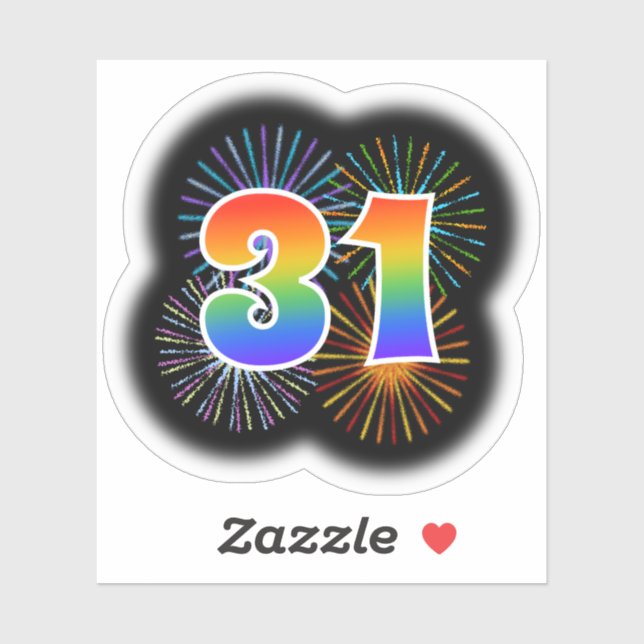 Fun Fireworks + Rainbow Pattern "31" Event # (Sheet)