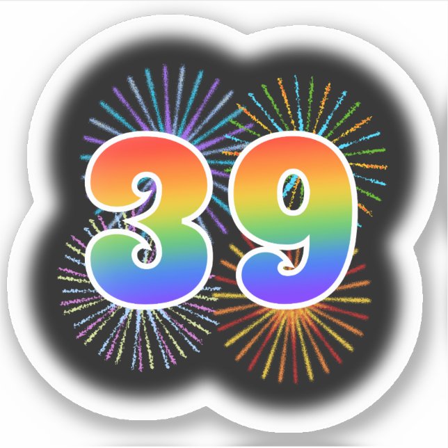 Fun Fireworks + Rainbow Pattern "39" Event # (Front)