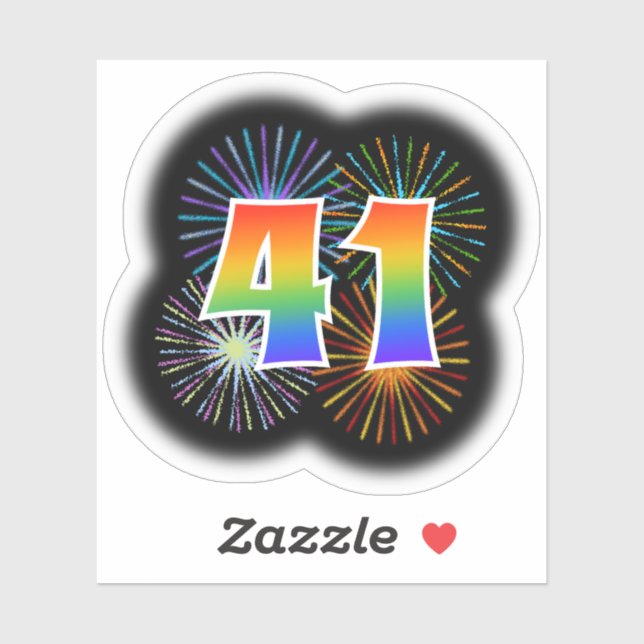 Fun Fireworks + Rainbow Pattern "41" Event # (Sheet)